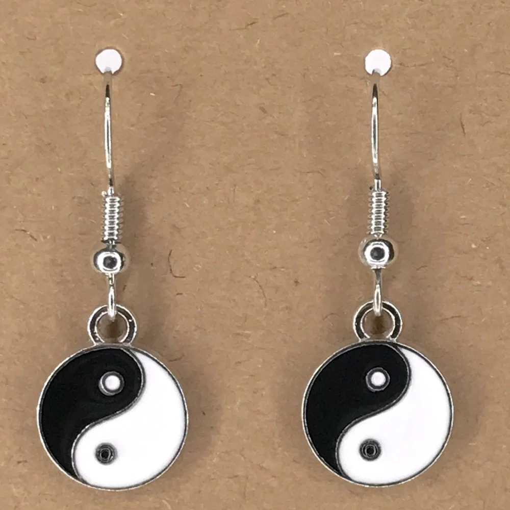 Yin Yang Drop Earrings in Black and White Fashion Jewelry